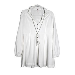 Free People Women's Ivory Tunic Blouse Top Size Medium Long Sleeve